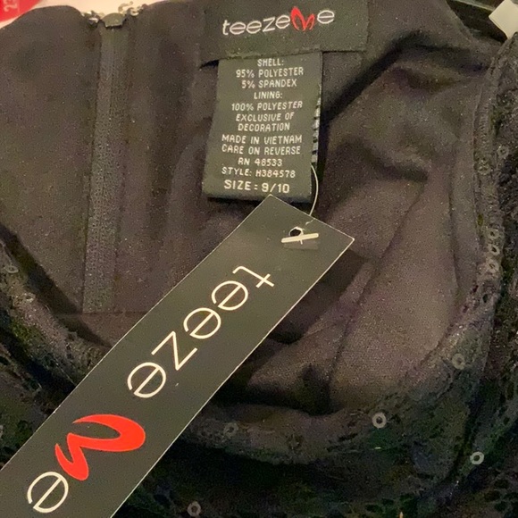 SEXY Little Black Lace Off the Shoulder Dress w/Sequins - Picture 3 of 3